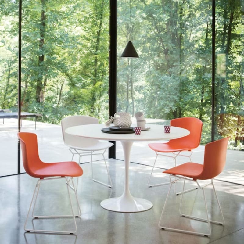 Knoll Tavolo Rotondo Saarinen base Bianco top laminato bianco d107 2 Longho Design Palermo