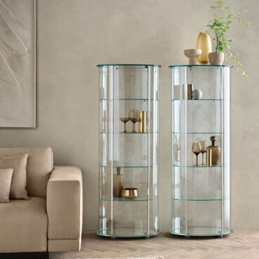 Fiam – Vetrina Palladio base vetro retroargentato e vetro standard
