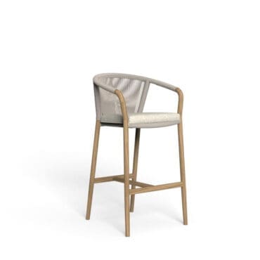 Talenti - Sgabello bar Parker teak silver Inkas sand longho design palermo