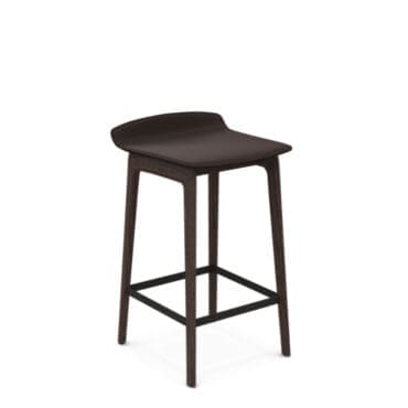 Molteni - Sgabello Woody Frassino rovere caffè seduta cuoio rigenerato